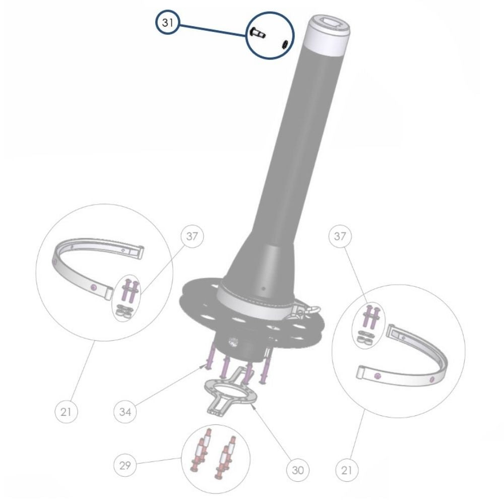 Facnor Bottom Extrusion Telescopic Section Screw & Washer for FD210 / FD230 Furlers