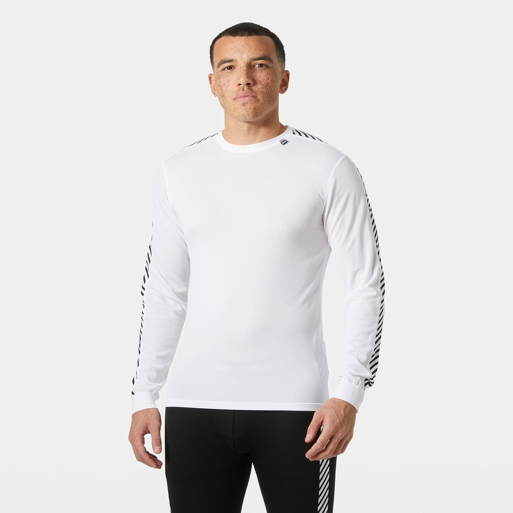 Helly Hansen Men's HH Lifa Stripe Crew Ski Base Layer - White