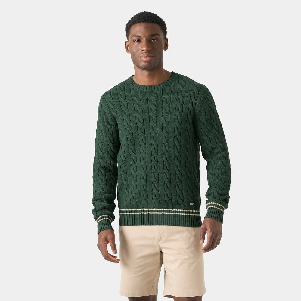 Helly Hansen Men's Crew Neck Knit Sweater - Jungle Green Cabel