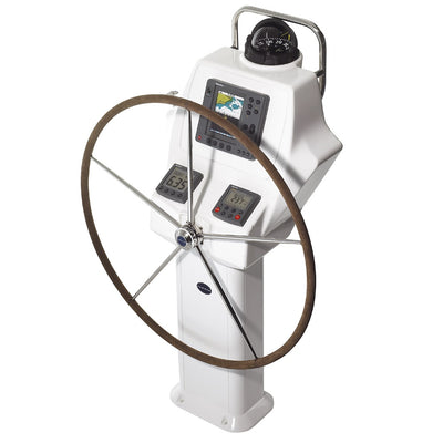 Lewmar Sailboat Steering Wheel - Commodore 28 in (711 mm) - Flat w/ Taper Hub (Stainless Steel) - 5 Spokes w/ Hide Leather Cover