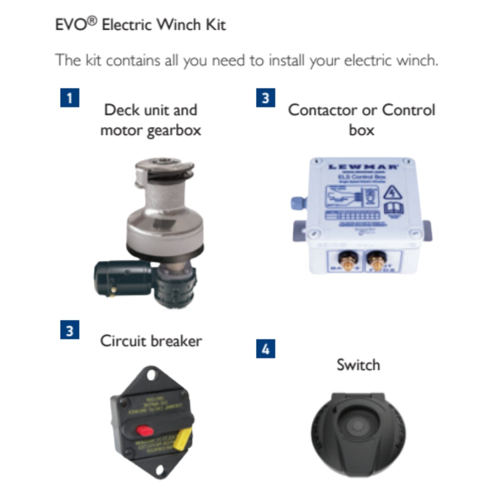 Lewmar EVO 55 Aluminum Grey Two Speed Electric Winch Complete Kit 12V (49555200)