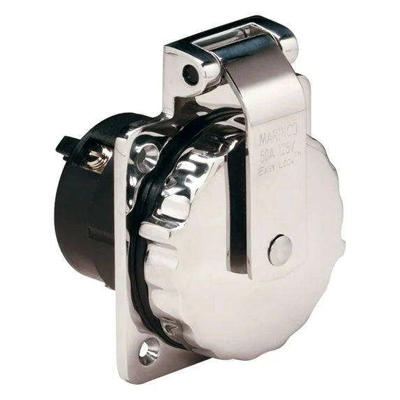 Marinco 6371EL-B 50Amp/125V Stainless Steel Inlet