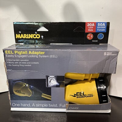 Marinco P30-504 EEL 50A-125/250V Female to 30A-125V Male Pigtail Adapter - Yellow