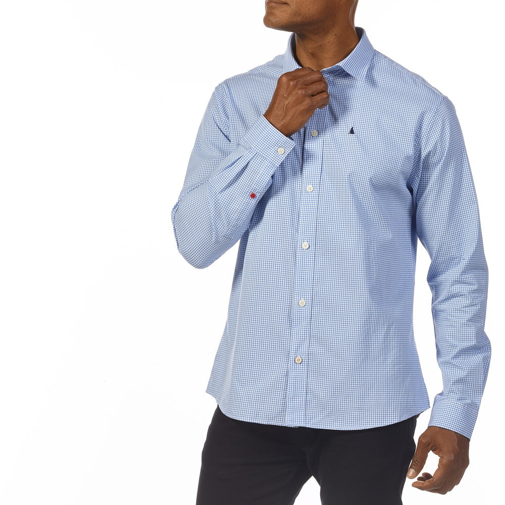 Musto Men's Sardinia Micro Gingham Shirt - Pale Blue / White