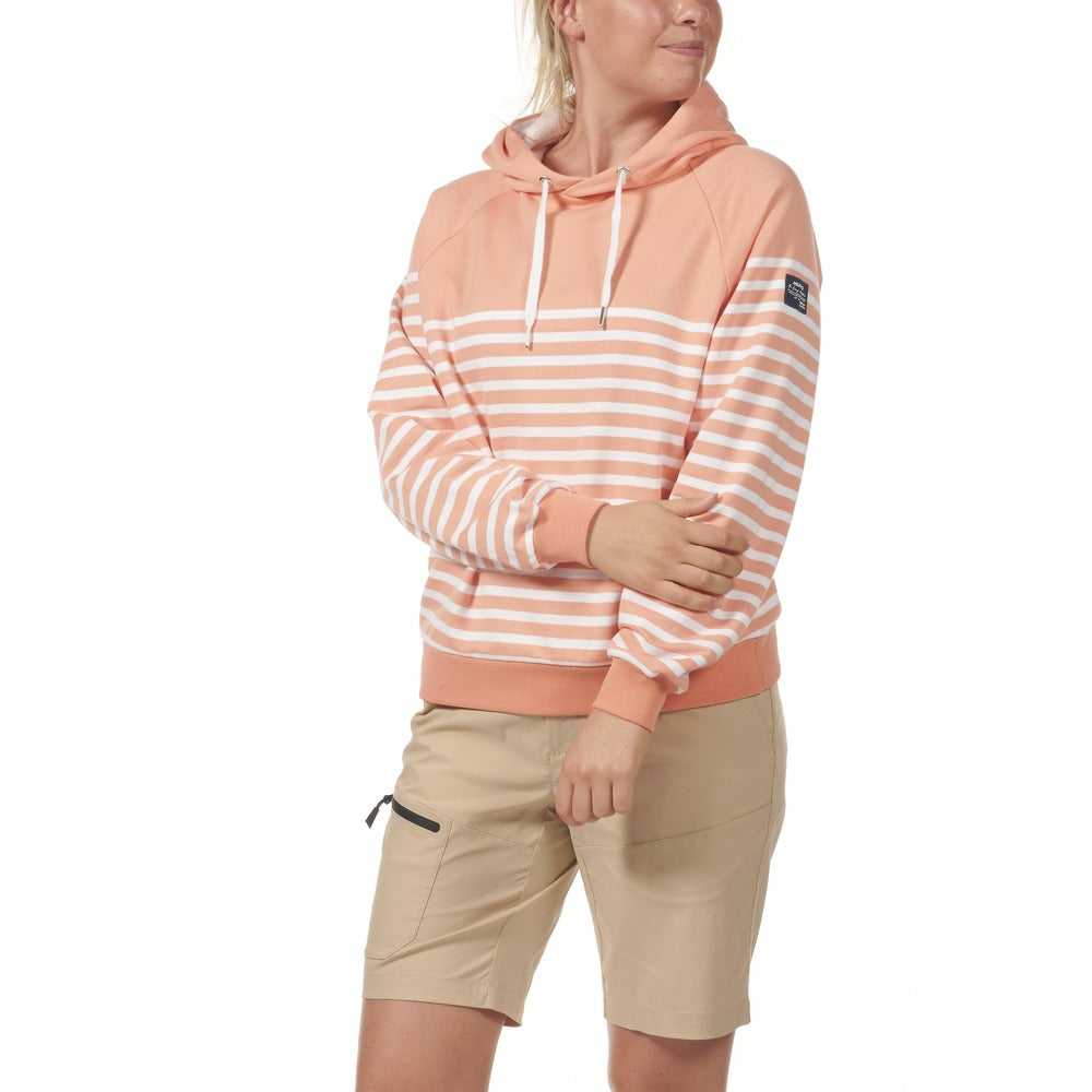 Musto Women's Marina Stripe Hoodie - Canyon Sunset / White