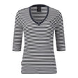 Musto Women's Classic V-Neck Stripe Tee - Navy / White Stripe