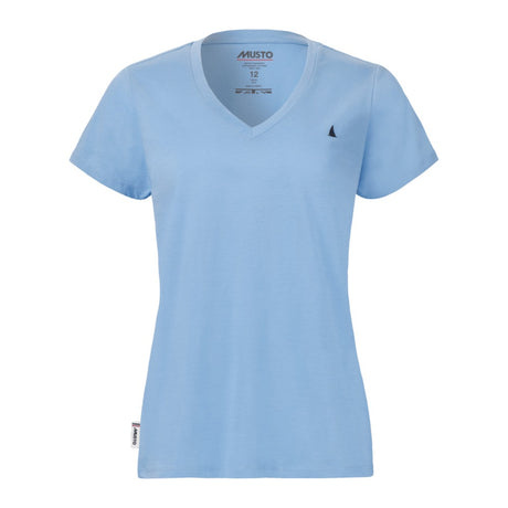 Musto Women's Original V Neck Short Sleeve Tee - Sweet Pea Blue