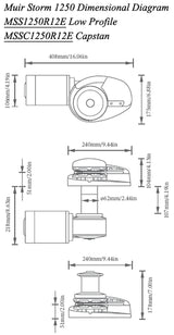 Muir Windlass - Storm SS2500, 12V, Capstan, 3/8"BBB Gypsy, 1500W (M2500C12-3/8B)