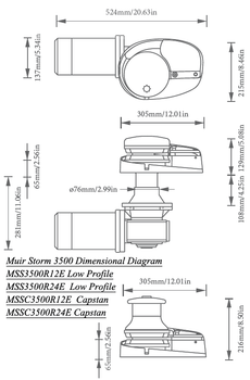 Muir Windlass - Storm SS3500, 12V, Low Profile, 3/8"HT Gypsy, 1700W (M3500L12-3/8H)
