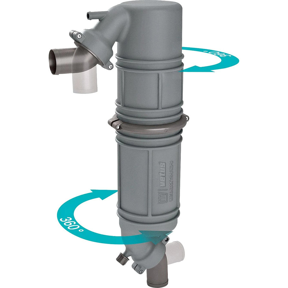 Vetus Rotatable muffler/gooseneck, type NLPG, with rotating inlet and outlet for Ø 75 mm hose