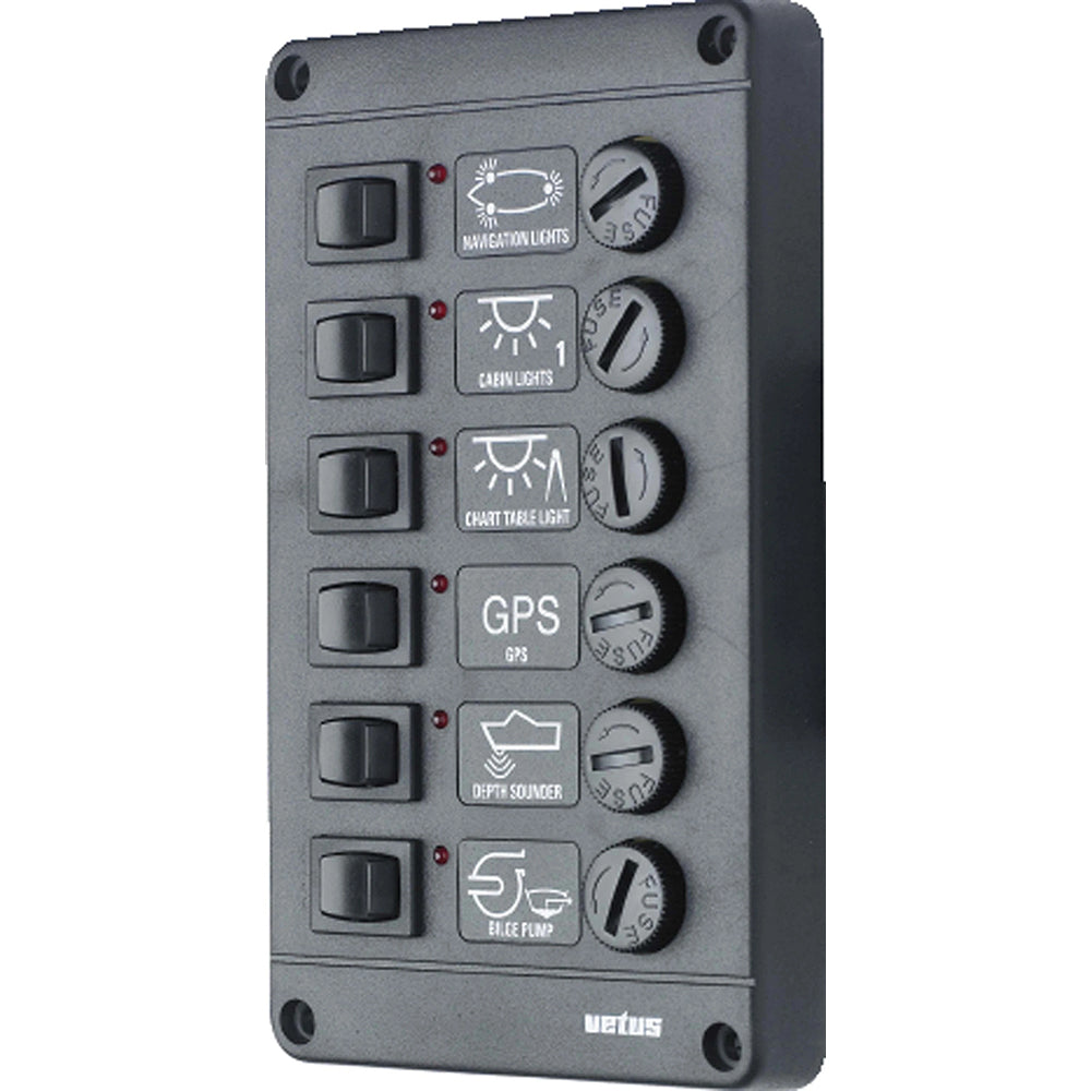 Vetus Switch panel type P 6 with 6 fuses, 24V