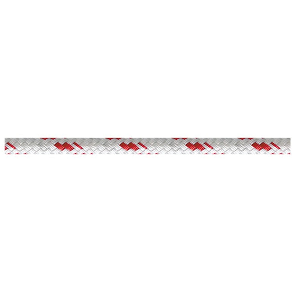 Robline Orion 300 Rope - 10 mm (3/8 in) Polyester Double Braid Cruising Line (White / Red) - Spool: 180 ft.