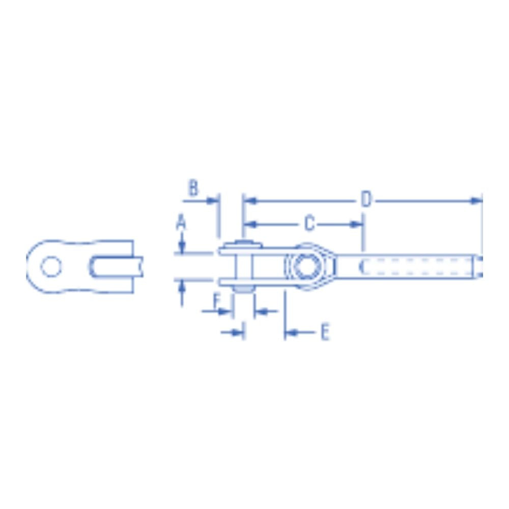 Ronstan Swage Toggle, 1/4 Wire, 12.7mm (1/2) Pin_Additional1