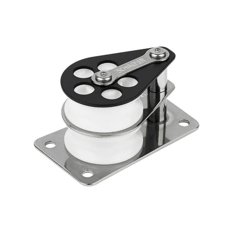 Schaefer Flat Base Aluminum Double Cheek Block 1 7/16 in. (37 mm) Dia. Sheave