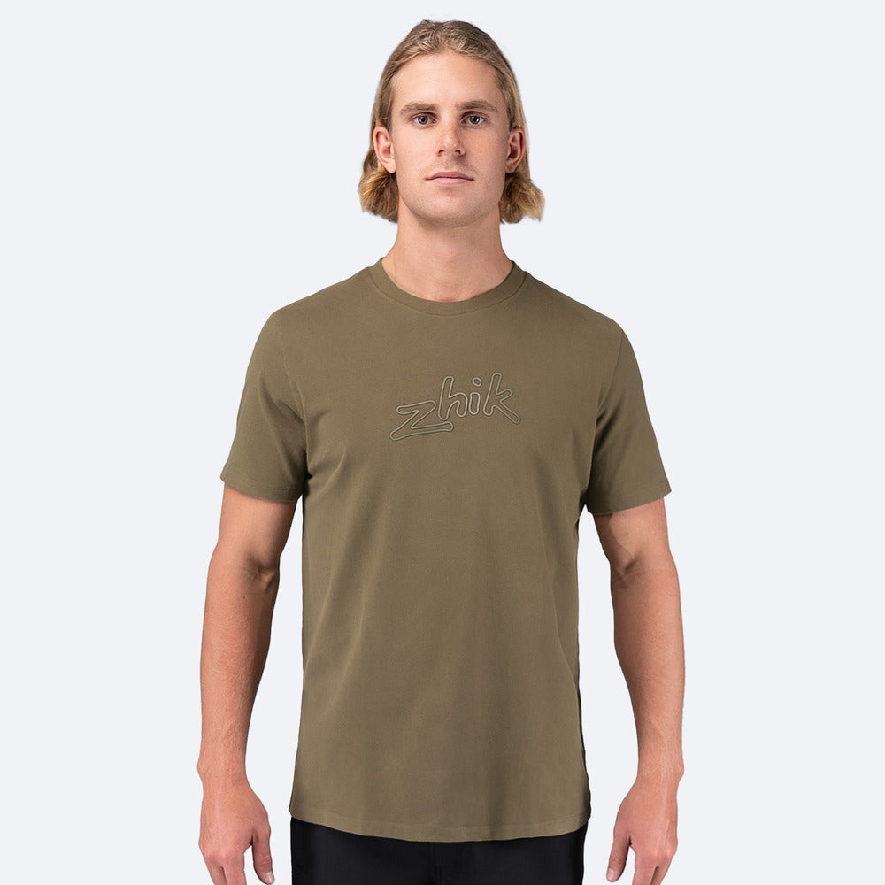 Mens Zhik Logo Cotton T-Shirt - Sea Kelp