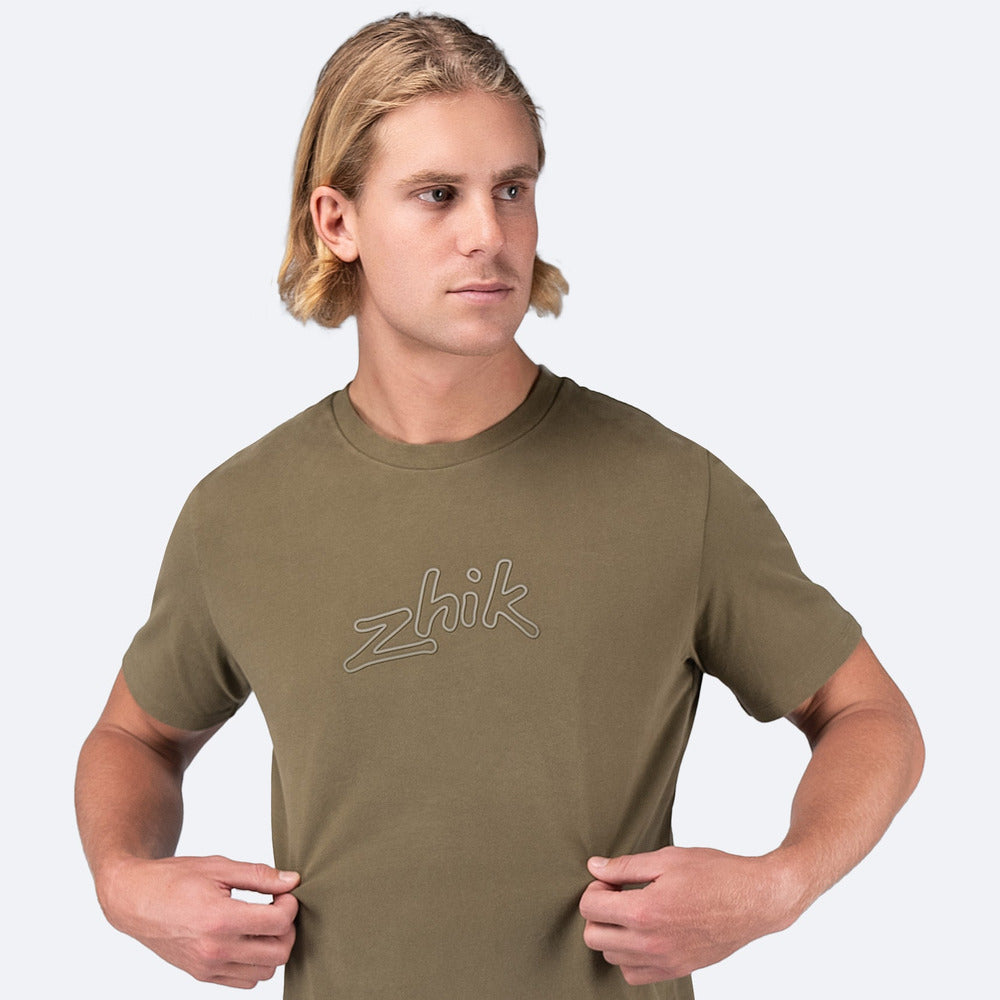 Mens Zhik Logo Cotton T-Shirt - Sea Kelp - 4