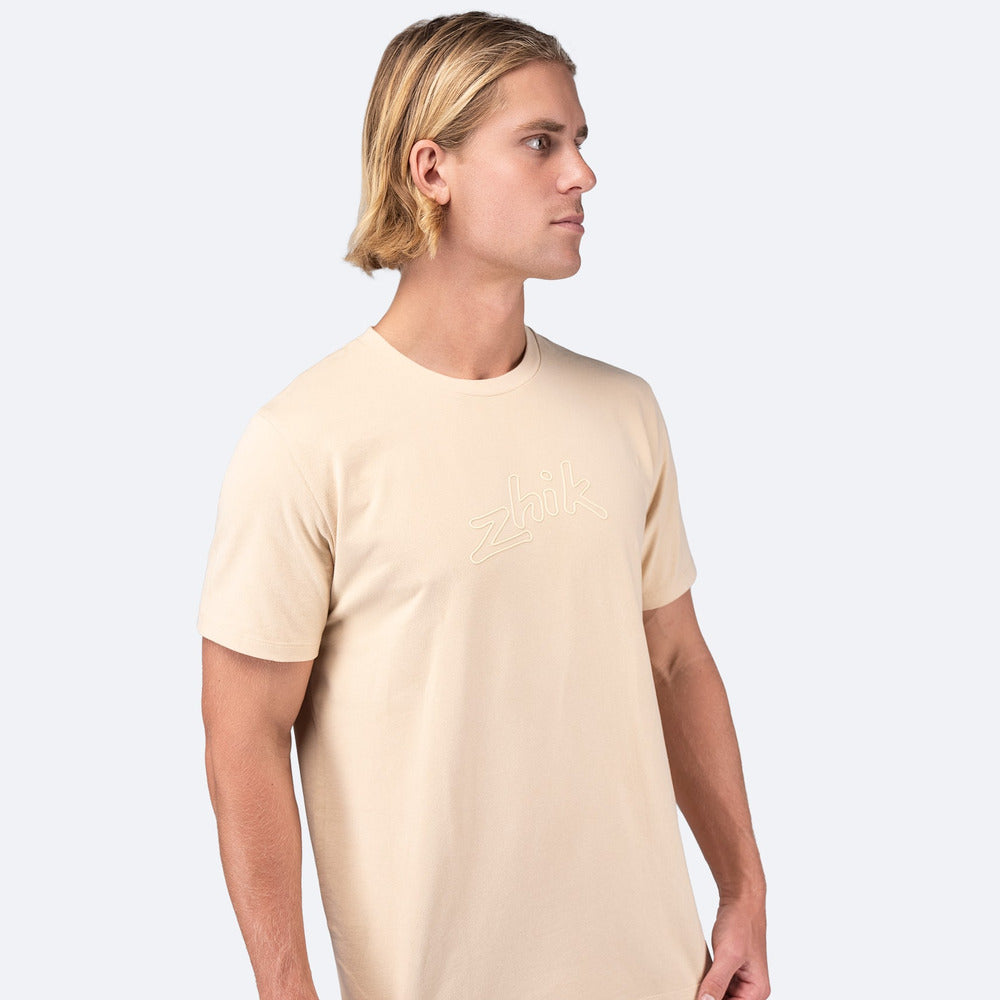 Mens Zhik Logo Cotton T-Shirt - Sand - 3