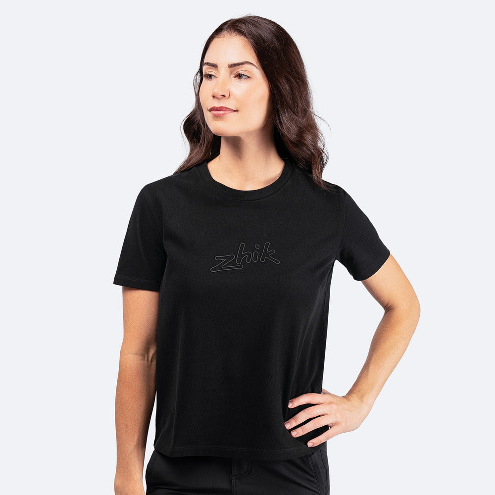 Womens Zhik Logo Cotton T-Shirt - Black