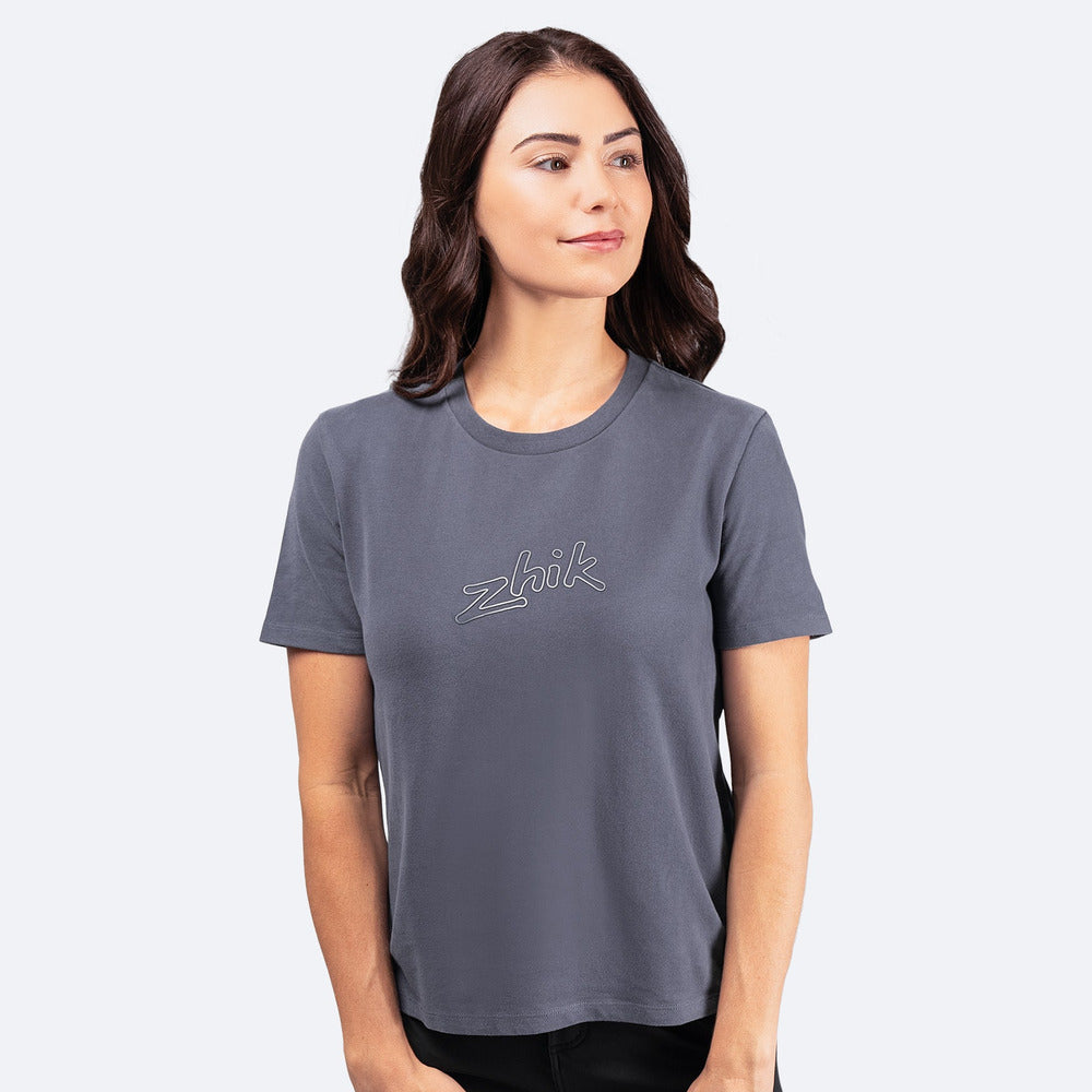 Womens Zhik Logo Cotton T-Shirt - Navy Grey