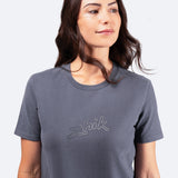 Womens Zhik Logo Cotton T-Shirt - Navy Grey - 3