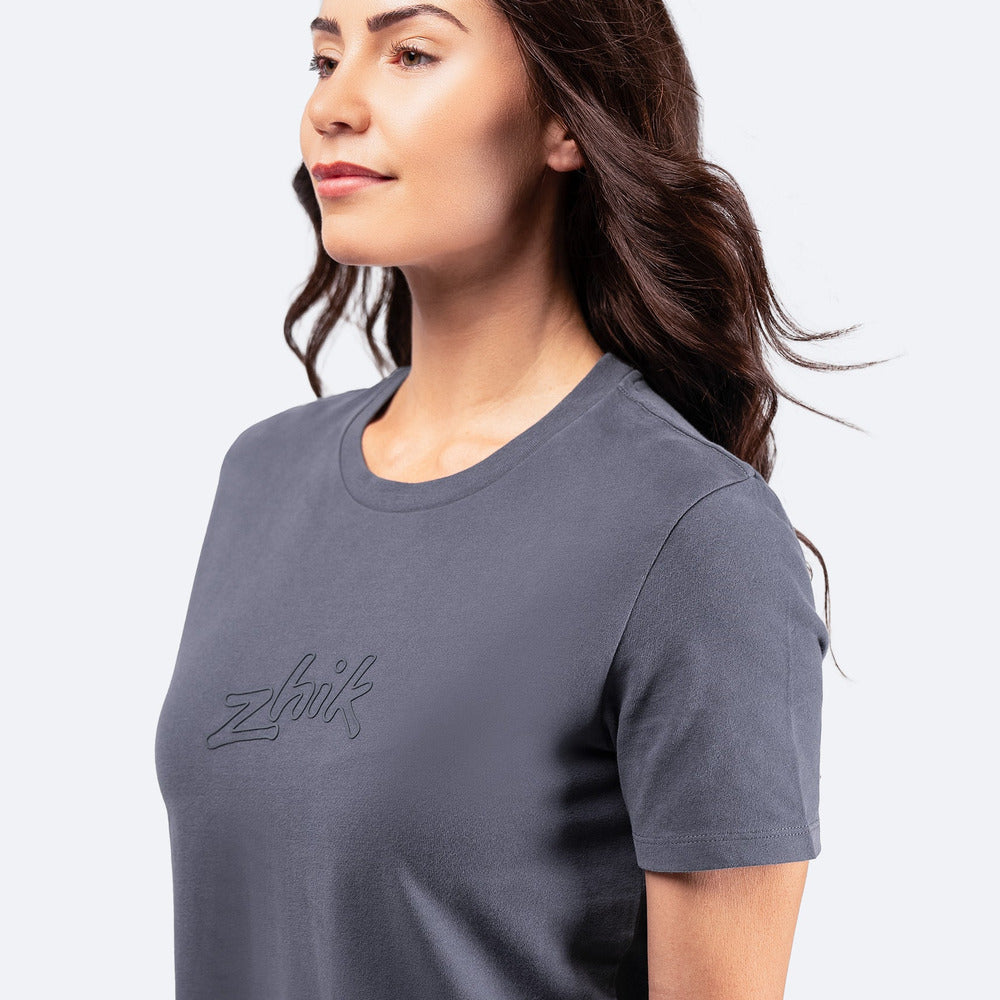 Womens Zhik Logo Cotton T-Shirt - Navy Grey - 4