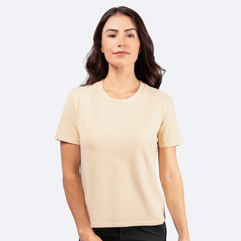 Womens Zhik Logo Cotton T-Shirt - Sand