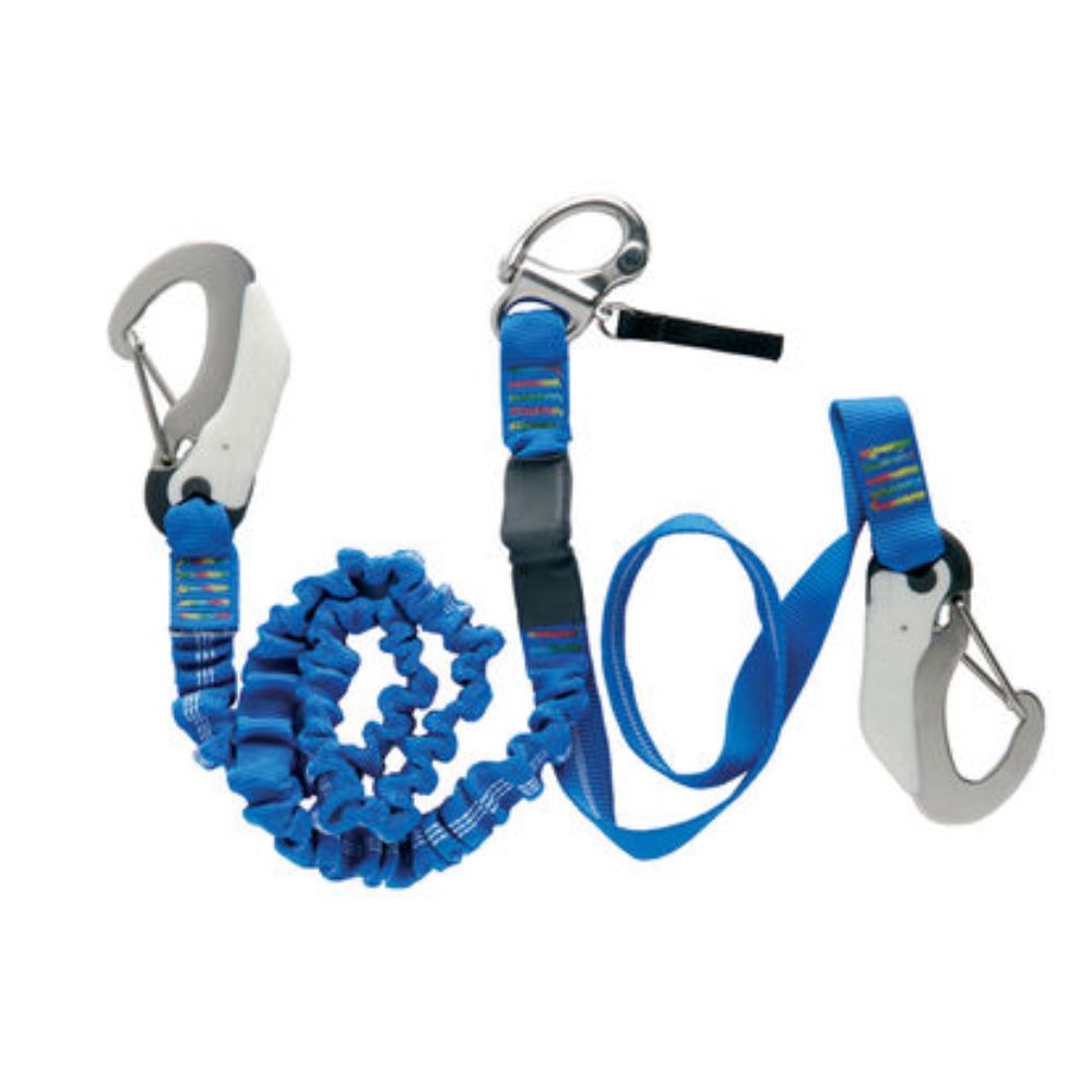 Wichard Tether - Releasable Elastic - Length: 2.0 + 1.0 m (6.6 + 3.3 ft) - Three Hooks