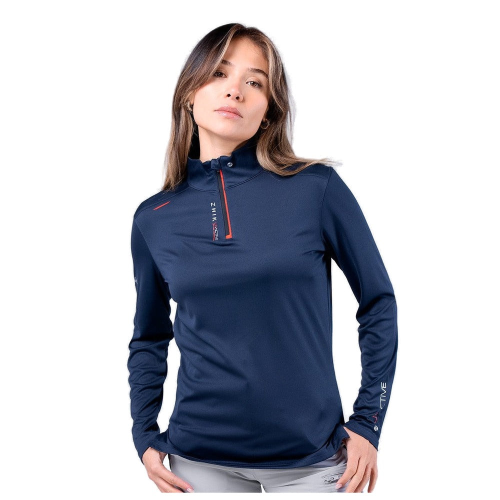 Zhik UVActive High Collar 1/4 Zip Top - Women (Navy)