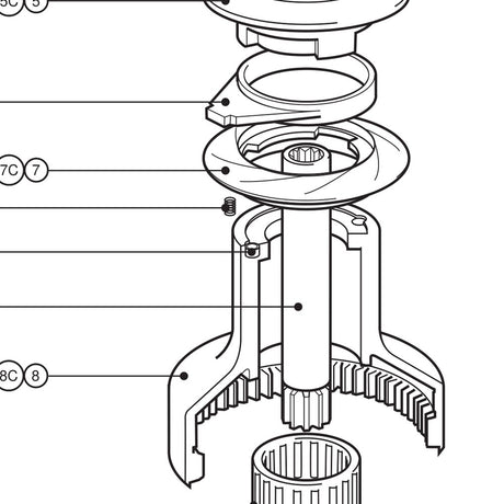 Lewmar Roller Bearing (Zu0695) - exploded view drawing from the Lewmar manual