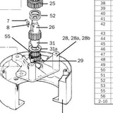 Lewmar Sleeve Bridge Piece - exploded view drawing from the Lewmar manual