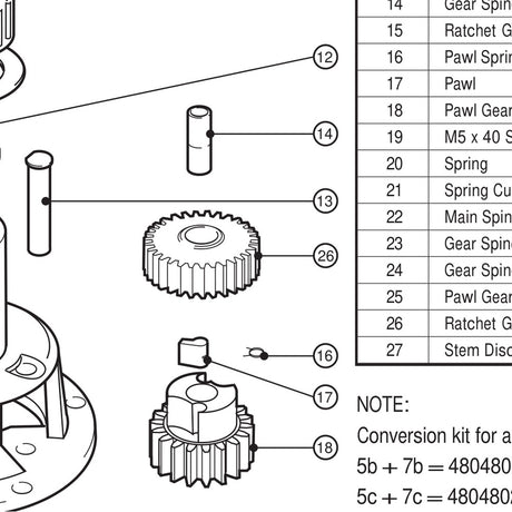 Lewmar Flanged Washer - exploded view drawing from the Lewmar manual