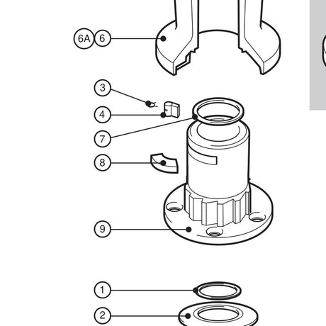 Lewmar 6 Plastic Key - exploded view drawing from the Lewmar manual