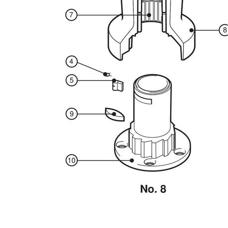 Lewmar Plastic Key 16/24/40 - exploded view drawing from the Lewmar manual