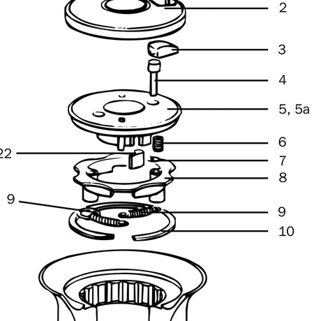 Lewmar Closing Ring 55/65 - exploded view drawing from the Lewmar manual