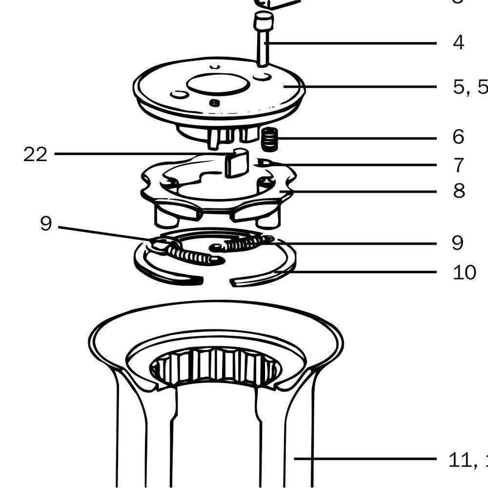 Lewmar Spring 55/65 - exploded view drawing from the Lewmar manual