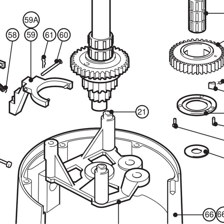 Lewmar Hollow Dowel 65 - exploded view drawing from the Lewmar manual