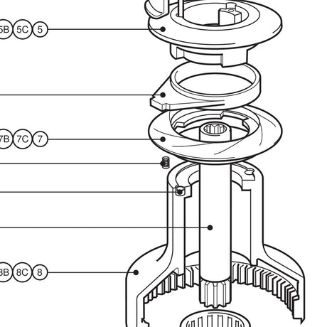 Lewmar Circlip For Sz 50-64 - exploded view drawing from the Lewmar manual