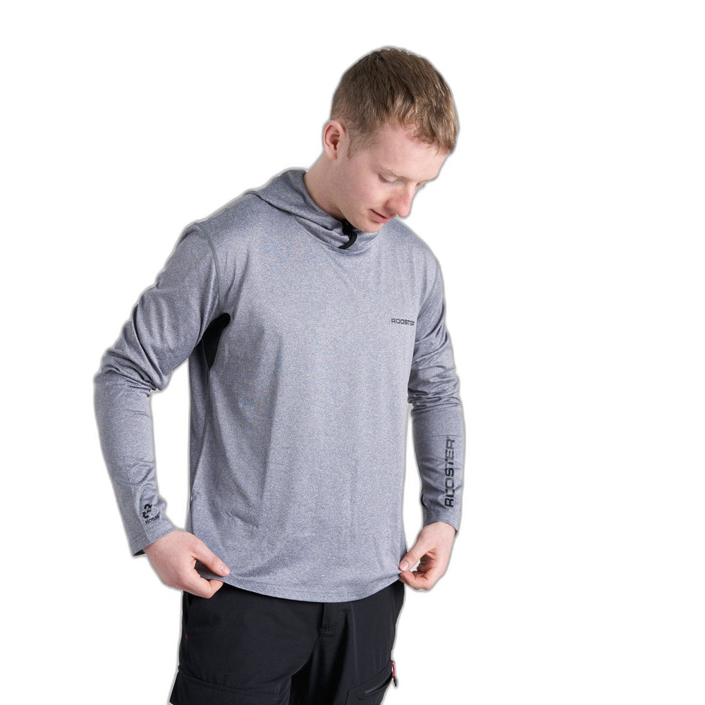 Rooster Quick Dry UVF Hooded T-Shirt Long Sleeved - Grey (146003)