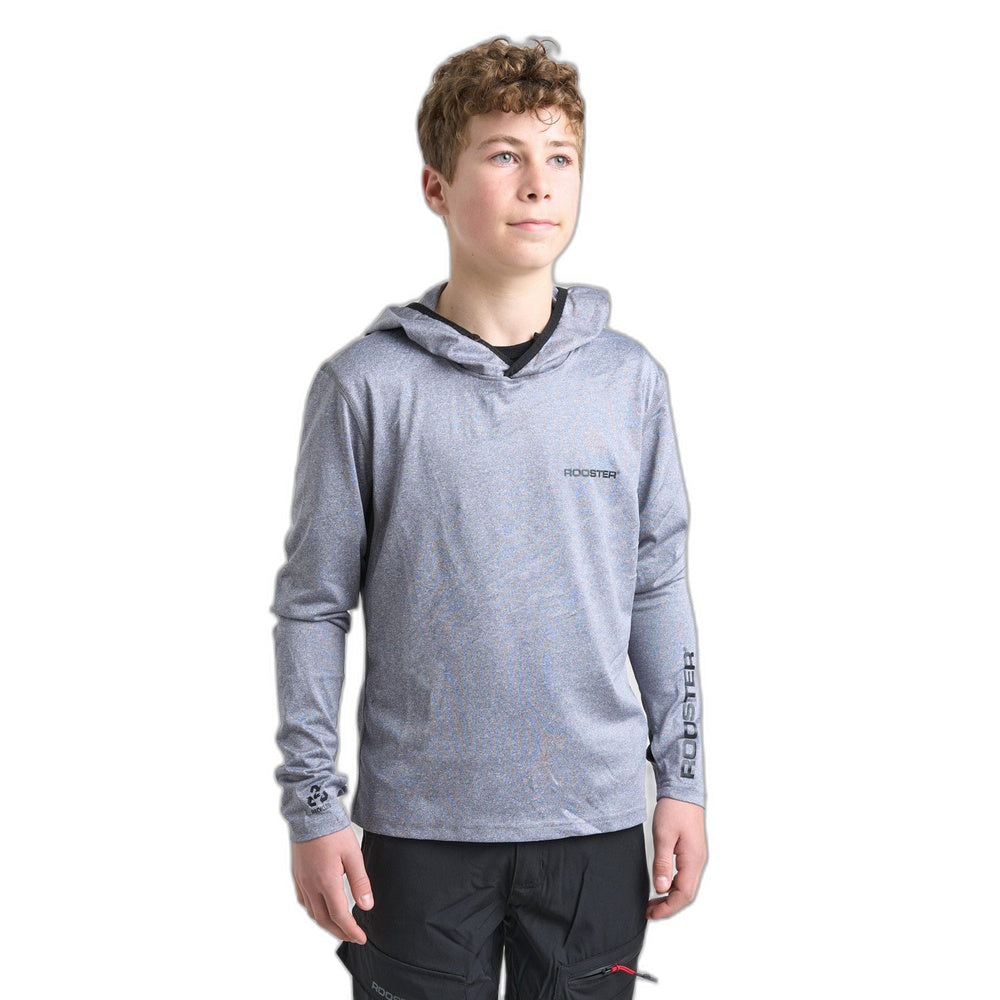 Rooster Junior Quick Dry UVF Hooded T-Shirt Long Sleeved - Grey (146028)