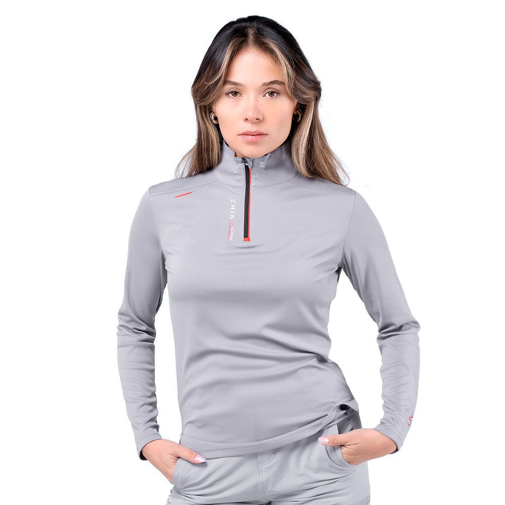 Zhik Womens UVActive High Collar 1/4 Zip Top - Grey